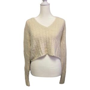 Urban Outfitter Fuzzy V Neck Cropped Sweater